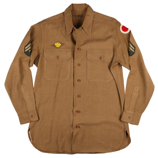 WWII U.S. Army 37th Infantry Division T/5's M37 Wool Service Shirt Marked with Laundry Number (Size 15 x 33)
