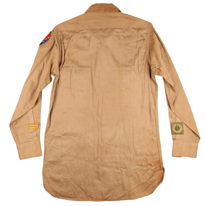 WWII U.S. Army Advance Section of the Communications Zone (ADSEC) T/Sgt.'s Khaki Cotton Service Shirt Size 14 1/2 x 32 (1944)