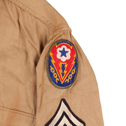 WWII U.S. Army Advance Section of the Communications Zone (ADSEC) T/Sgt.'s Khaki Cotton Service Shirt Size 14 1/2 x 32 (1944)
