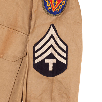 WWII U.S. Army Advance Section of the Communications Zone (ADSEC) T/Sgt.'s Khaki Cotton Service Shirt Size 14 1/2 x 32 (1944)