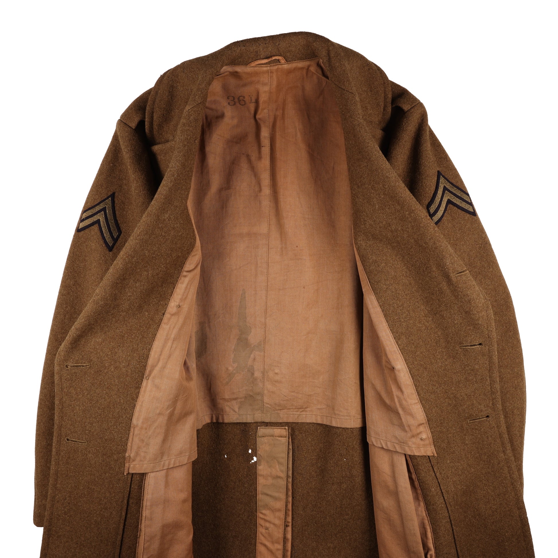 WWII U.S. Army Cpl.'s Wool Overcoat by Sigmund Eisner Co. Size 36L (1943)