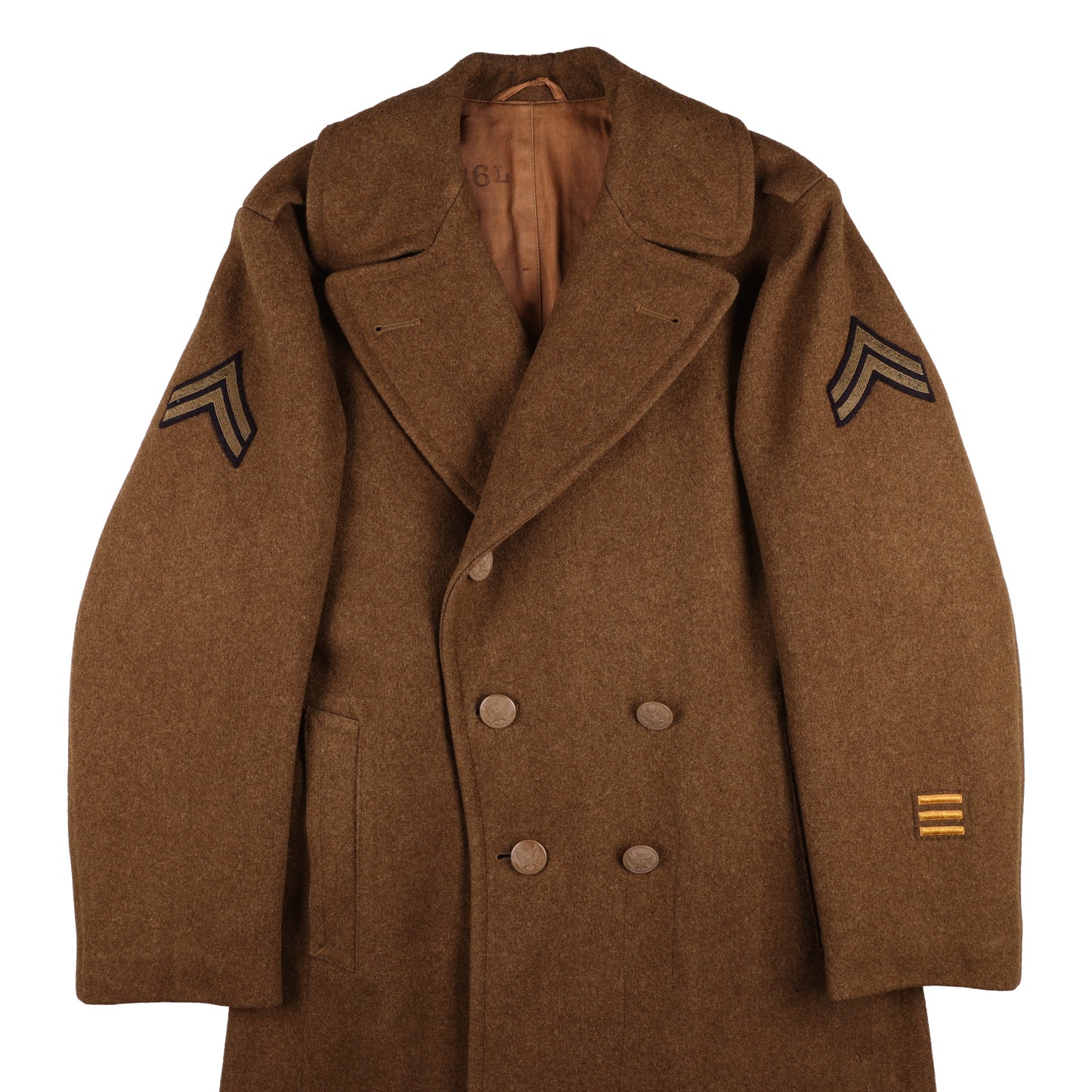 WWII U.S. Army Cpl.'s Wool Overcoat by Sigmund Eisner Co. Size 36L (1943)