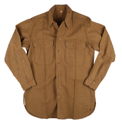 WWII U.S. Army Enlisted Man's M37 Wool Service Shirt with Gas Flap Marked with Laundry Number (Size 15 x 33)