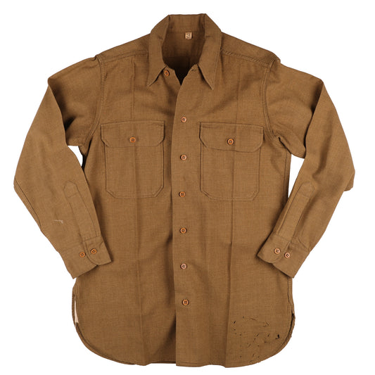 WWII U.S. Army Enlisted Man's M37 Wool Service Shirt with Gas Flap Marked with Laundry Number (Size 15 x 33)