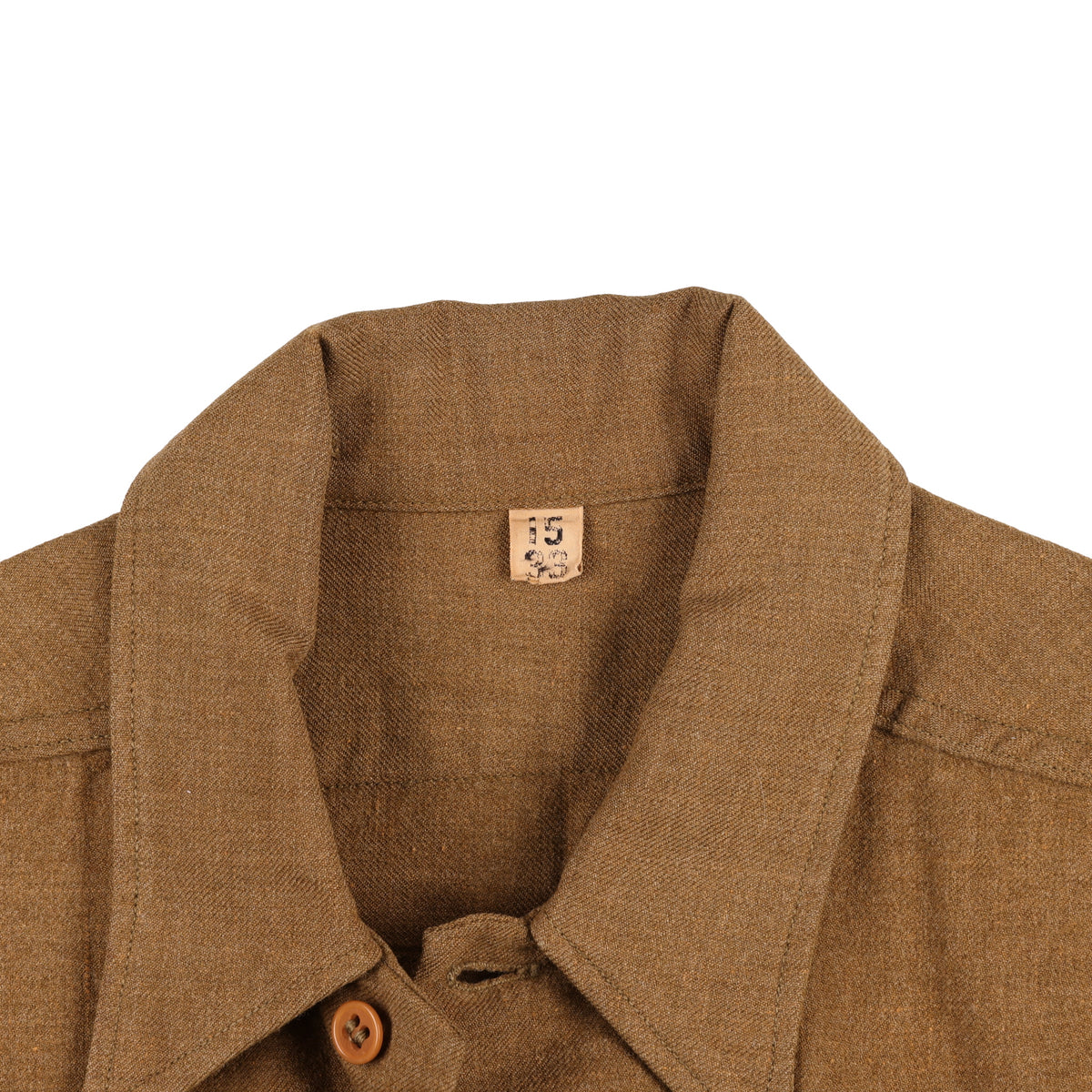 WWII U.S. Army Enlisted Man's M37 Wool Service Shirt with Gas Flap Marked with Laundry Number (Size 15 x 33)