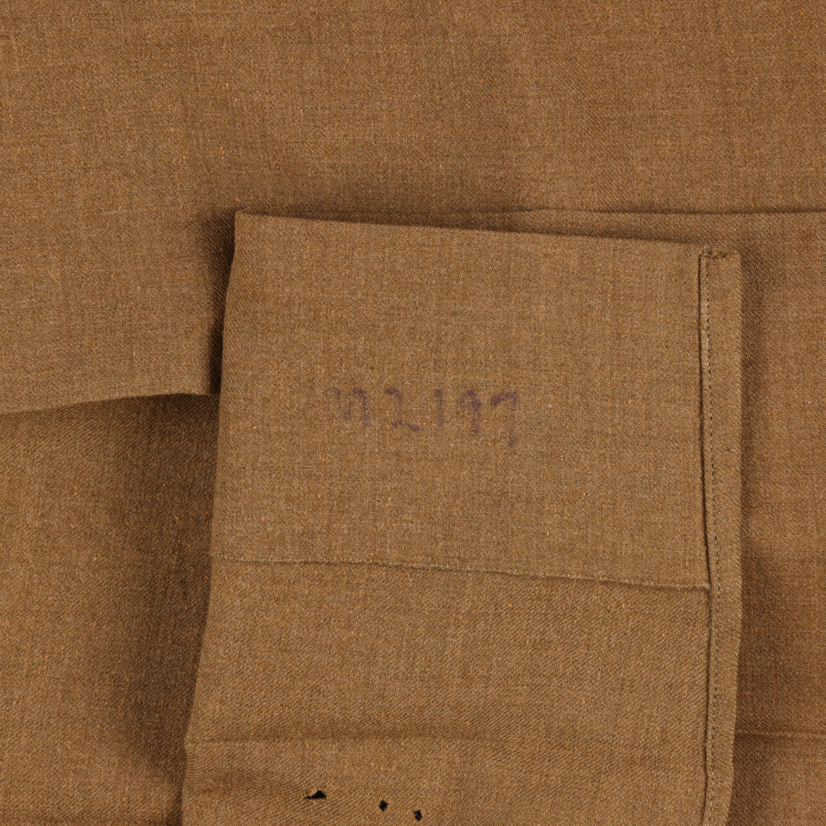 WWII U.S. Army Enlisted Man's M37 Wool Service Shirt with Gas Flap Marked with Laundry Number (Size 15 x 33)
