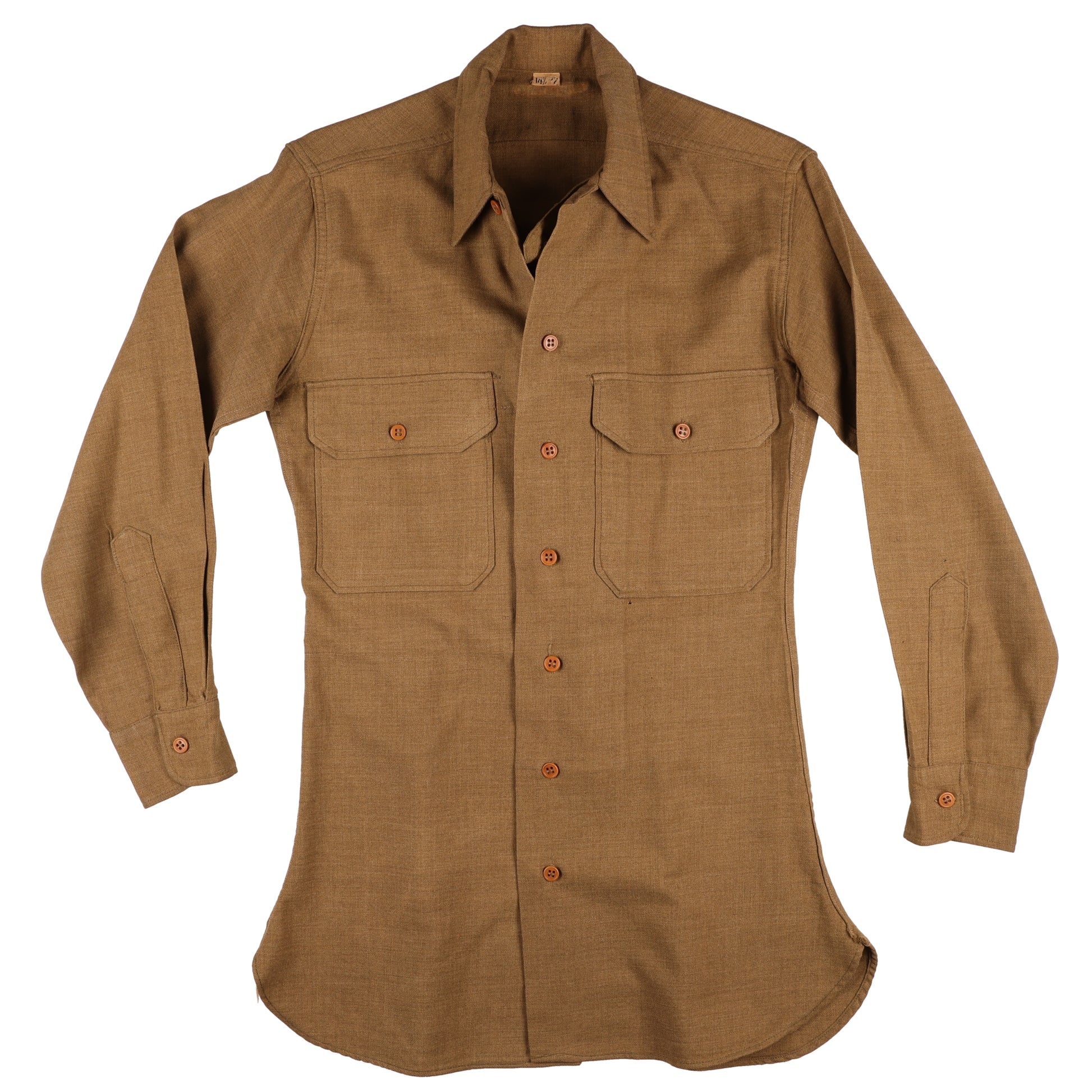 WWII U.S. Army Enlisted Man's M37 Wool Service Shirt with Gas Flap (Size 14 1/2 x 32)