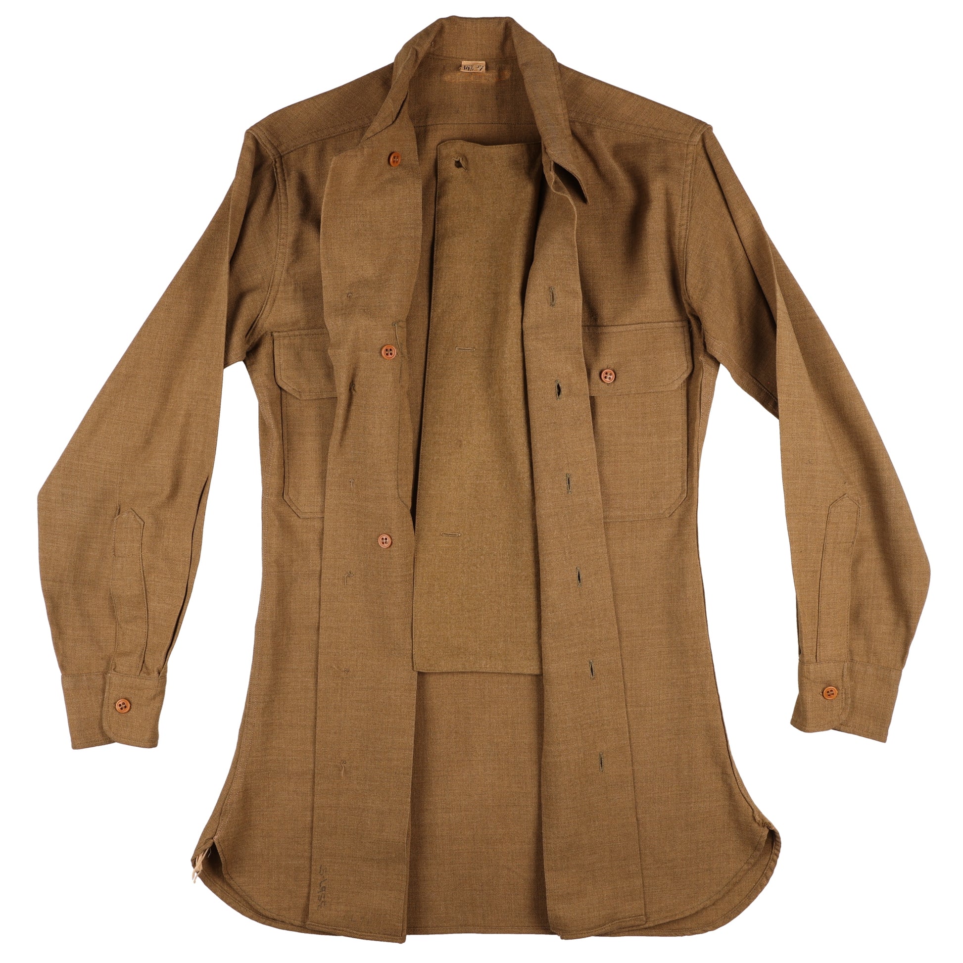 WWII U.S. Army Enlisted Man's M37 Wool Service Shirt with Gas Flap (Size 14 1/2 x 32)