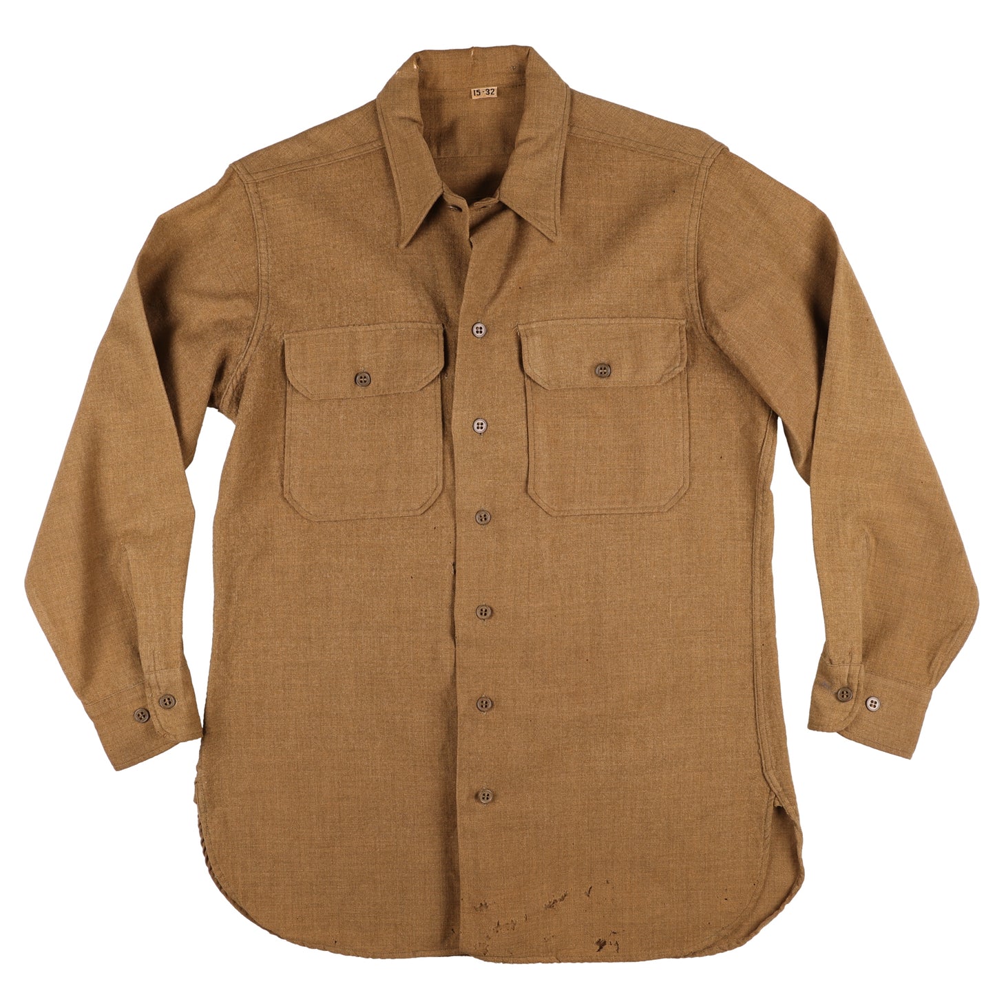 WWII U.S. Army Enlisted Man's M37 Wool Service Shirt with Gas Flap (Size 15 x 32)