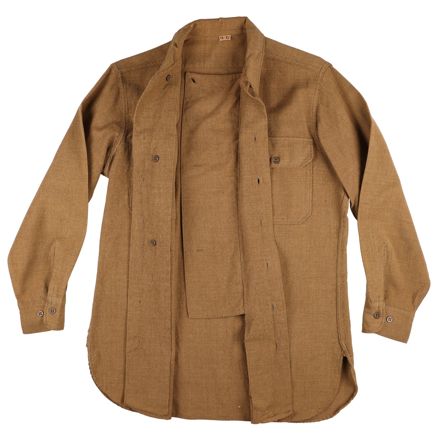 WWII U.S. Army Enlisted Man's M37 Wool Service Shirt with Gas Flap (Size 15 x 32)