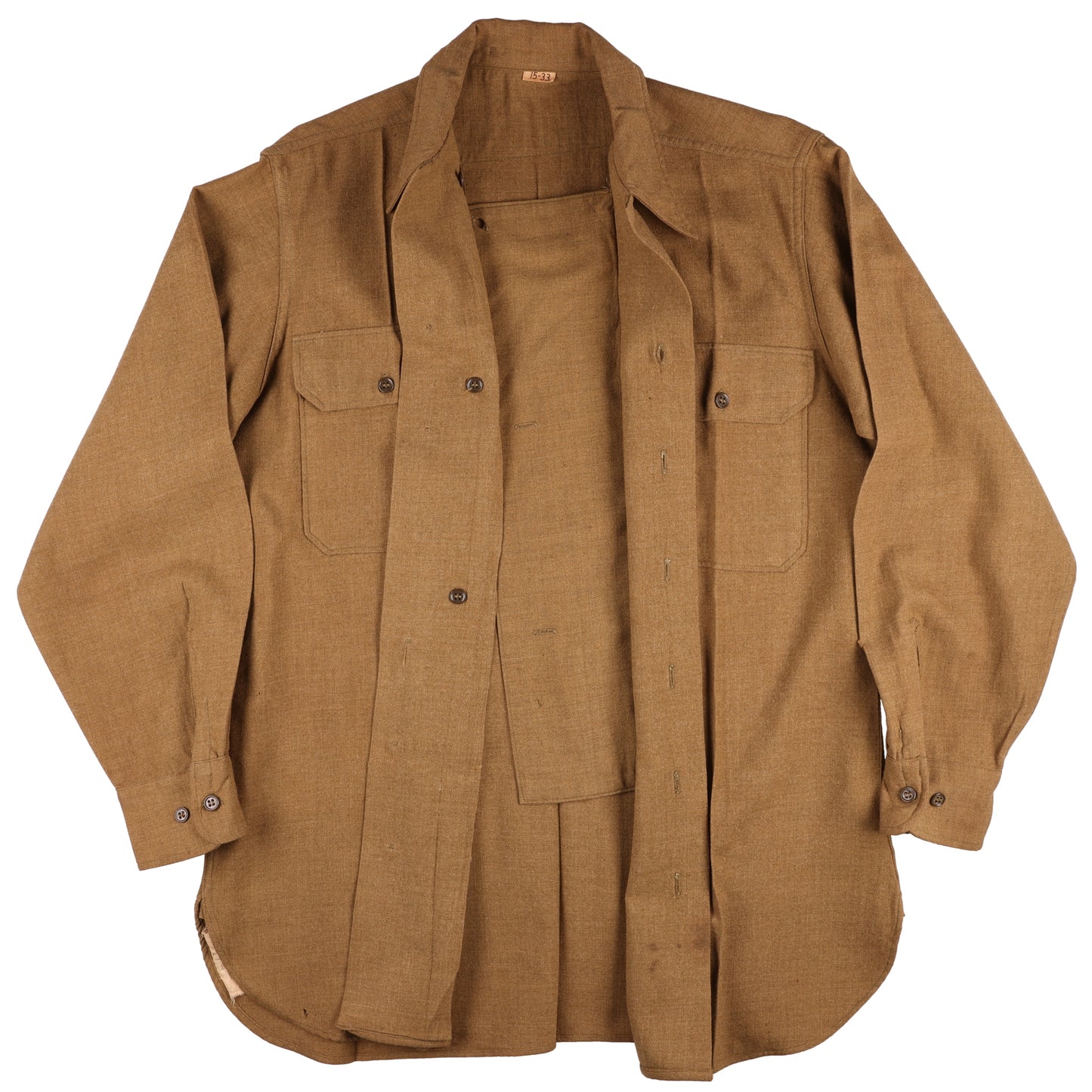 WWII U.S. Army Enlisted Man's M37 Wool Service Shirt with Gas Flap by Acme Shirt Co. (Size 15 x 33)