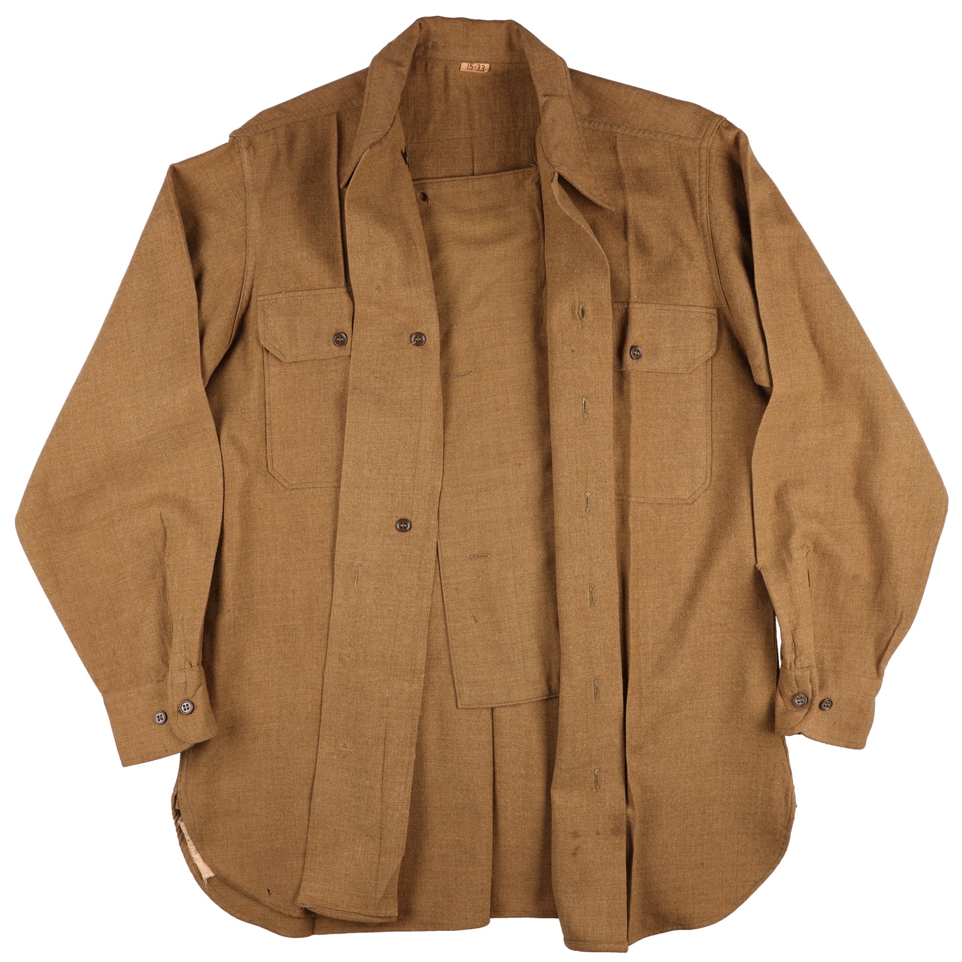 WWII U.S. Army Enlisted Man's M37 Wool Service Shirt with Gas Flap by Acme Shirt Co. (Size 15 x 33)