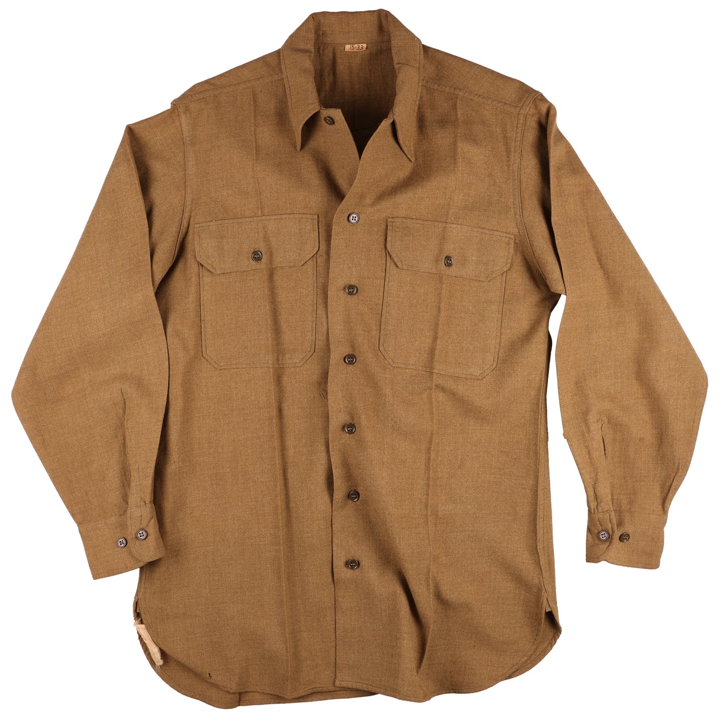 WWII U.S. Army Enlisted Man's M37 Wool Service Shirt with Gas Flap by Acme Shirt Co. (Size 15 x 33)