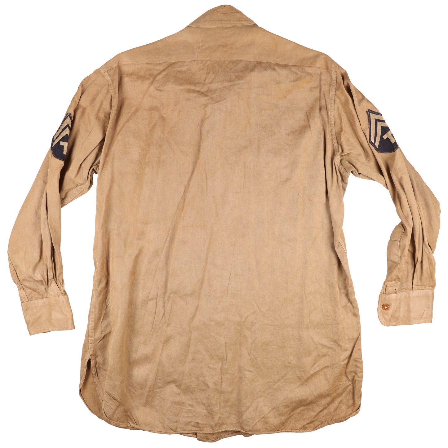 WWII U.S. Army Ground Forces T/5's Khaki Cotton Service Shirt Marked with Laundry Number