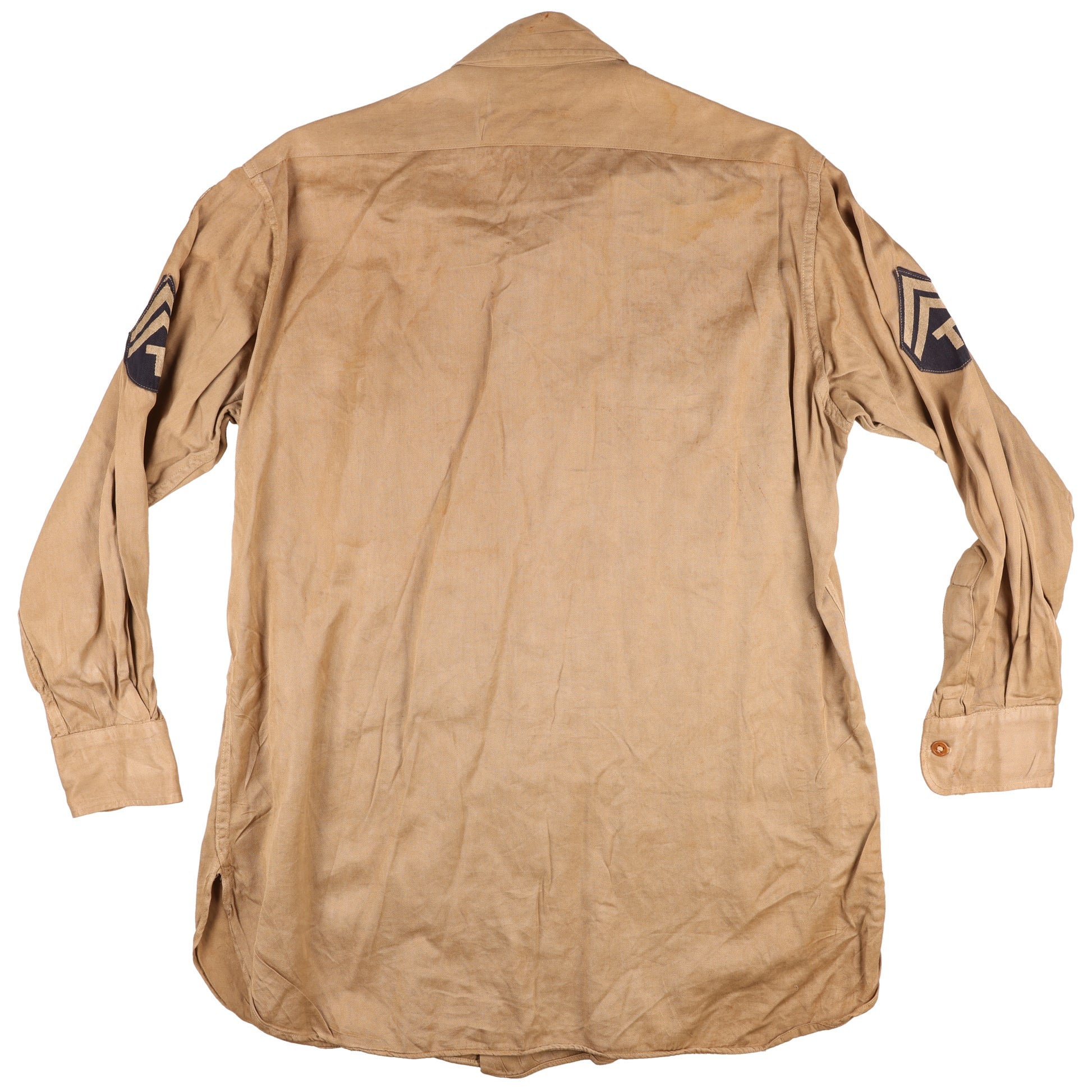 WWII U.S. Army Ground Forces T/5's Khaki Cotton Service Shirt Marked with Laundry Number
