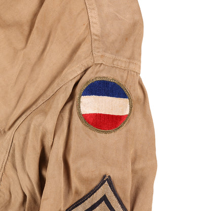 WWII U.S. Army Ground Forces T/5's Khaki Cotton Service Shirt Marked with Laundry Number