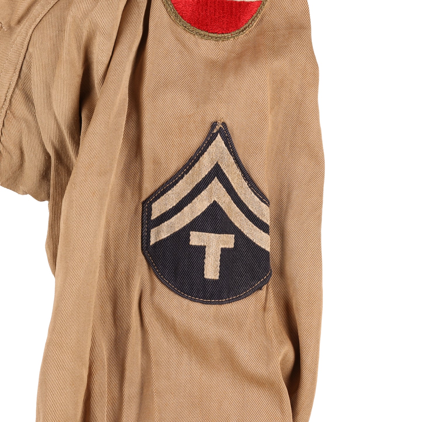 WWII U.S. Army Ground Forces T/5's Khaki Cotton Service Shirt Marked with Laundry Number