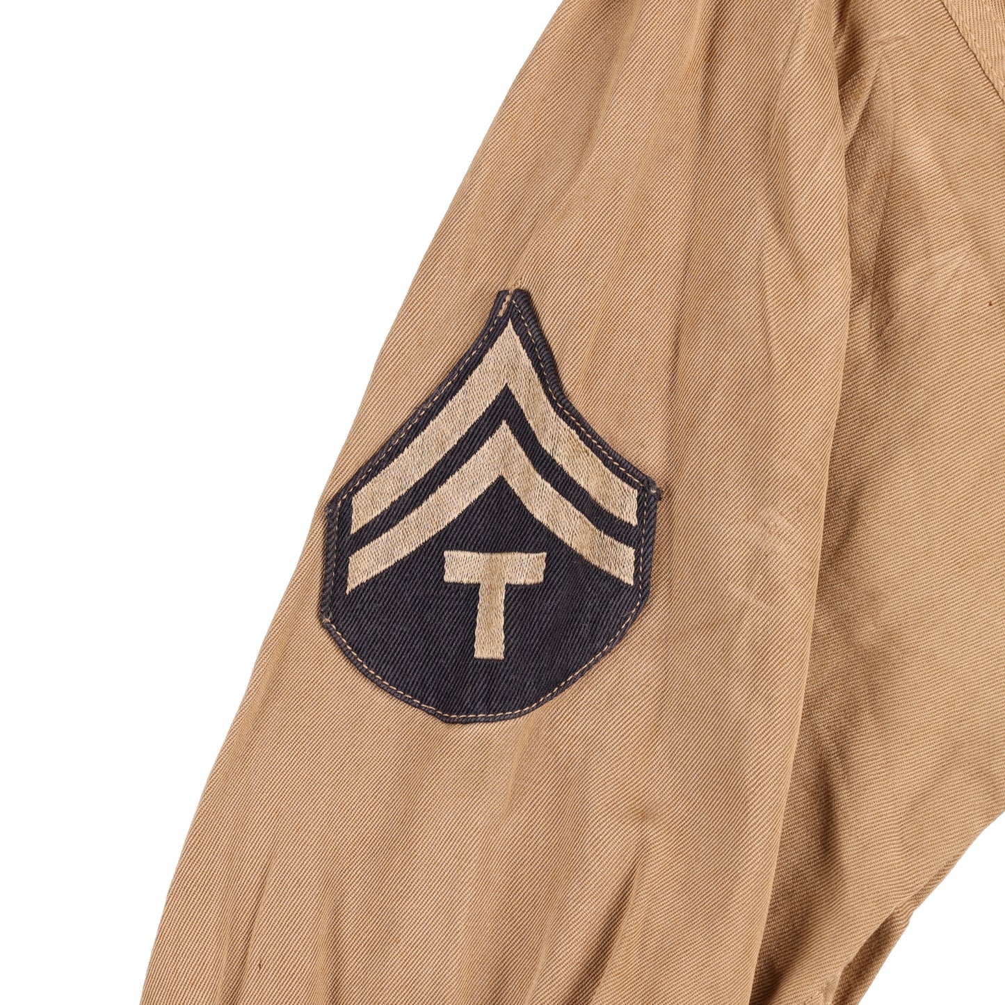 WWII U.S. Army Ground Forces T/5's Khaki Cotton Service Shirt Marked with Laundry Number