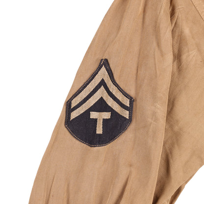 WWII U.S. Army Ground Forces T/5's Khaki Cotton Service Shirt Marked with Laundry Number