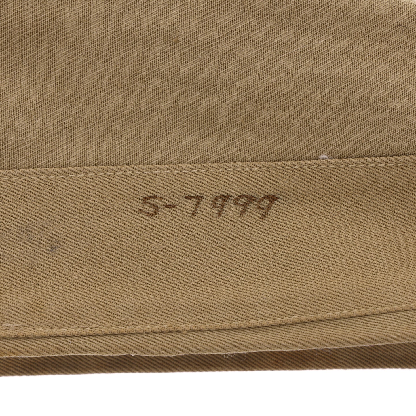 WWII U.S. Army Khaki Garrison Cap Marked with Laundry Number