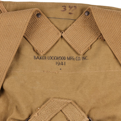WWII U.S. Army M1928 Haversack by Baker-Lockwood Mfg. Co., Inc. with Pack Carrier & M1936 Pistol Belt Identified to George Petavine Jr. (1941)