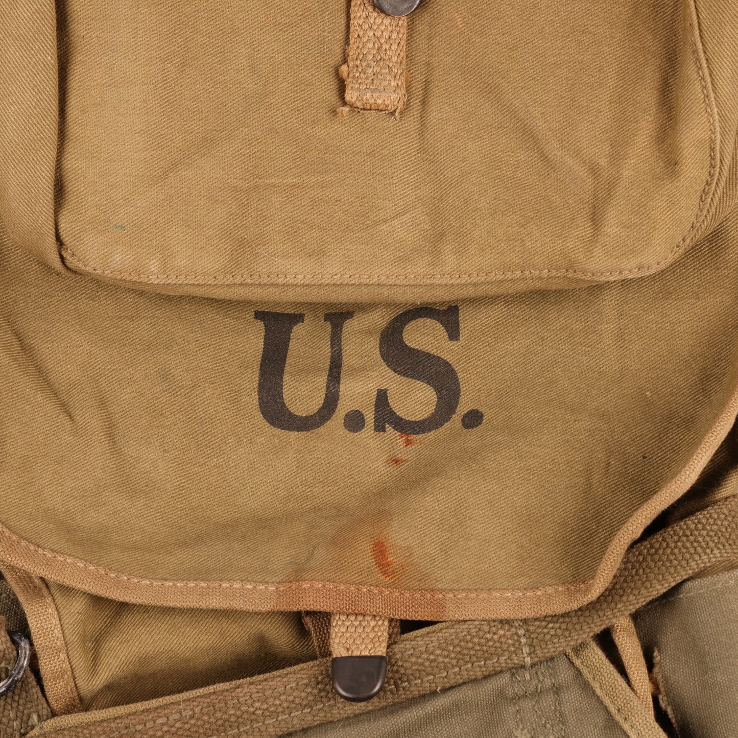 WWII U.S. Army M1928 Haversack by Baker-Lockwood Mfg. Co., Inc. with Pack Carrier & M1936 Pistol Belt Identified to George Petavine Jr. (1941)