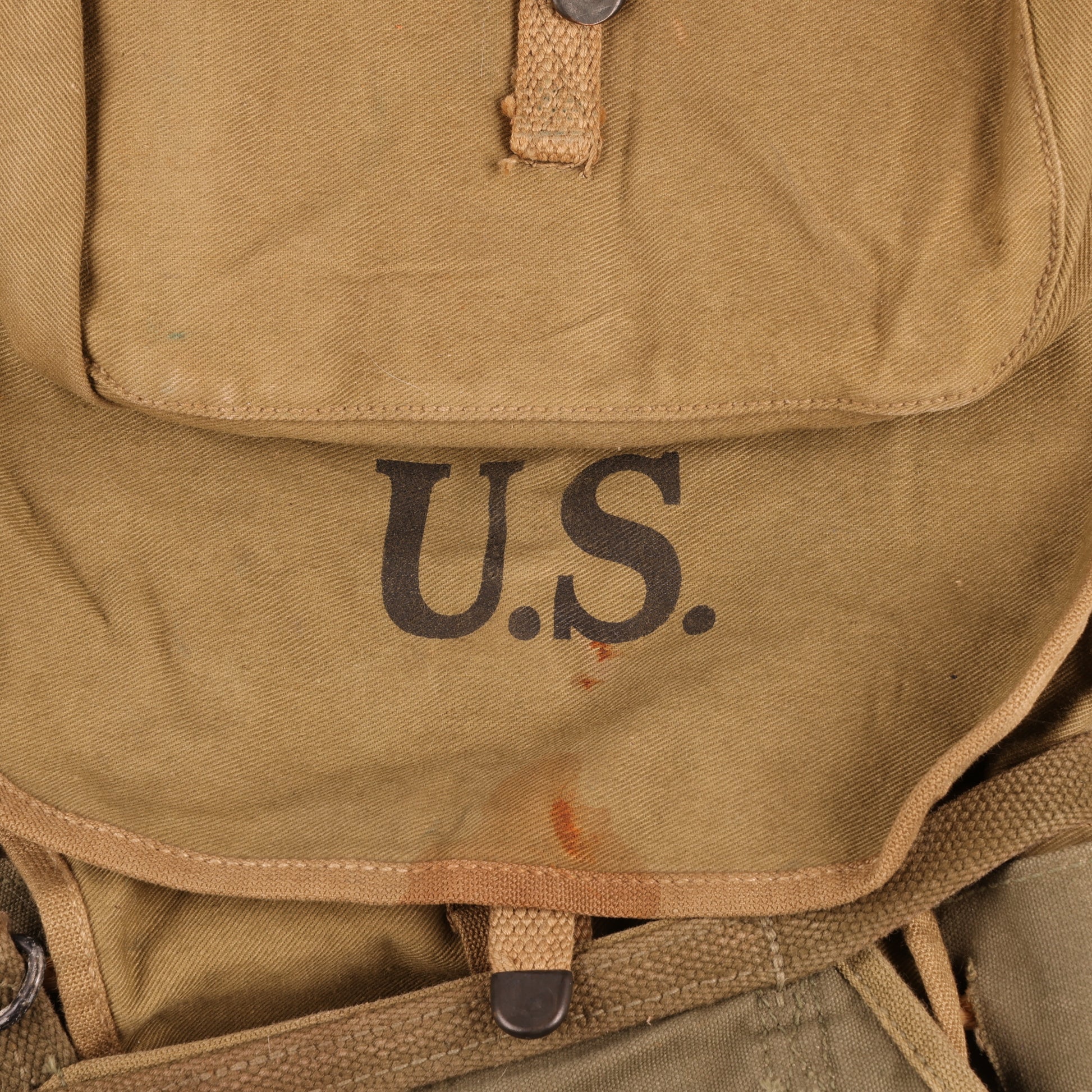 WWII U.S. Army M1928 Haversack by Baker-Lockwood Mfg. Co., Inc. with Pack Carrier & M1936 Pistol Belt Identified to George Petavine Jr. (1941)