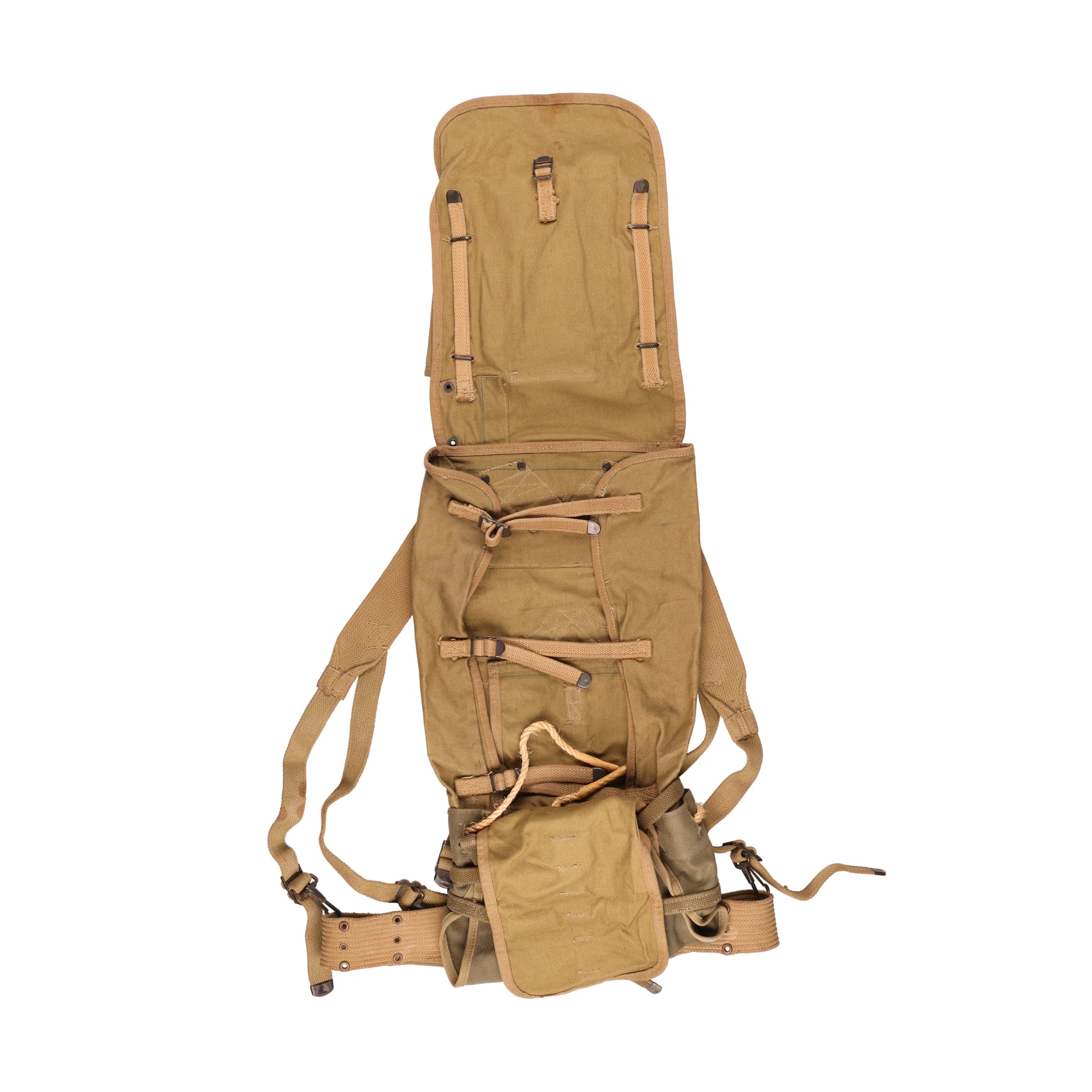 WWII U.S. Army M1928 Haversack by Baker-Lockwood Mfg. Co., Inc. with Pack Carrier & M1936 Pistol Belt Identified to George Petavine Jr. (1941)