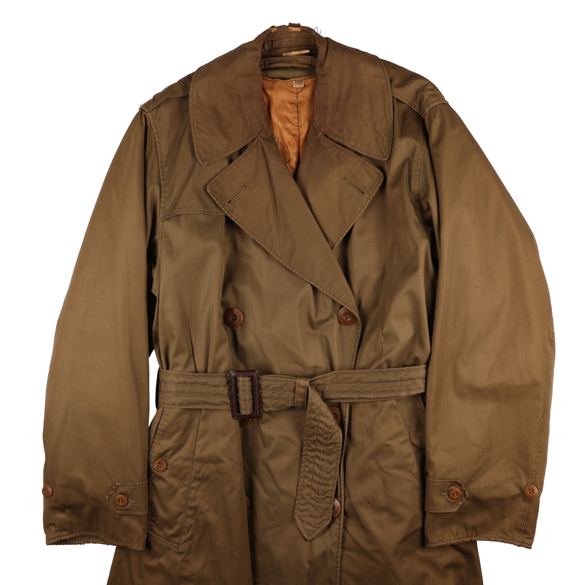 WWII U.S. Army Officer's Cotton Overcoat by Phila. Q.M. Depot Size 38R (1945)