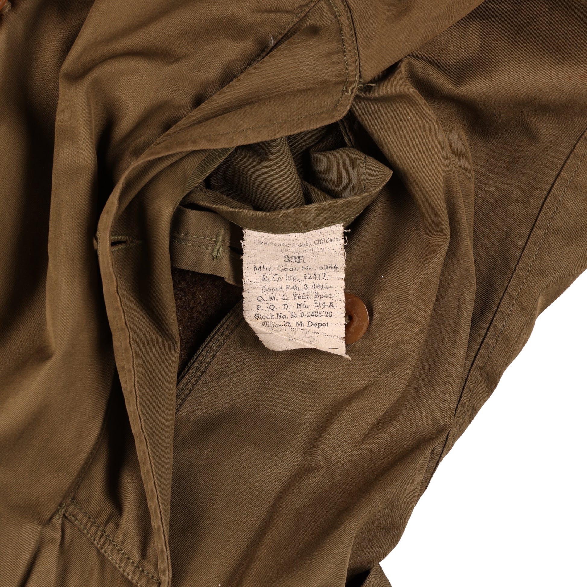 WWII U.S. Army Officer's Cotton Overcoat by Phila. Q.M. Depot Size 38R (1945)