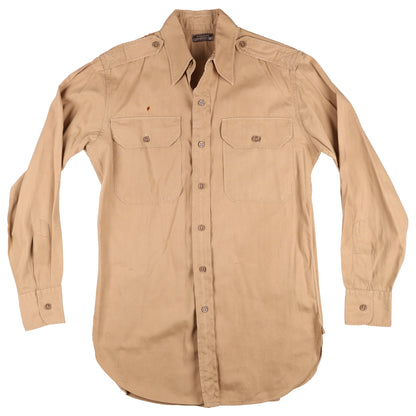 WWII U.S. Army Officer's Khaki Cotton Service Shirt