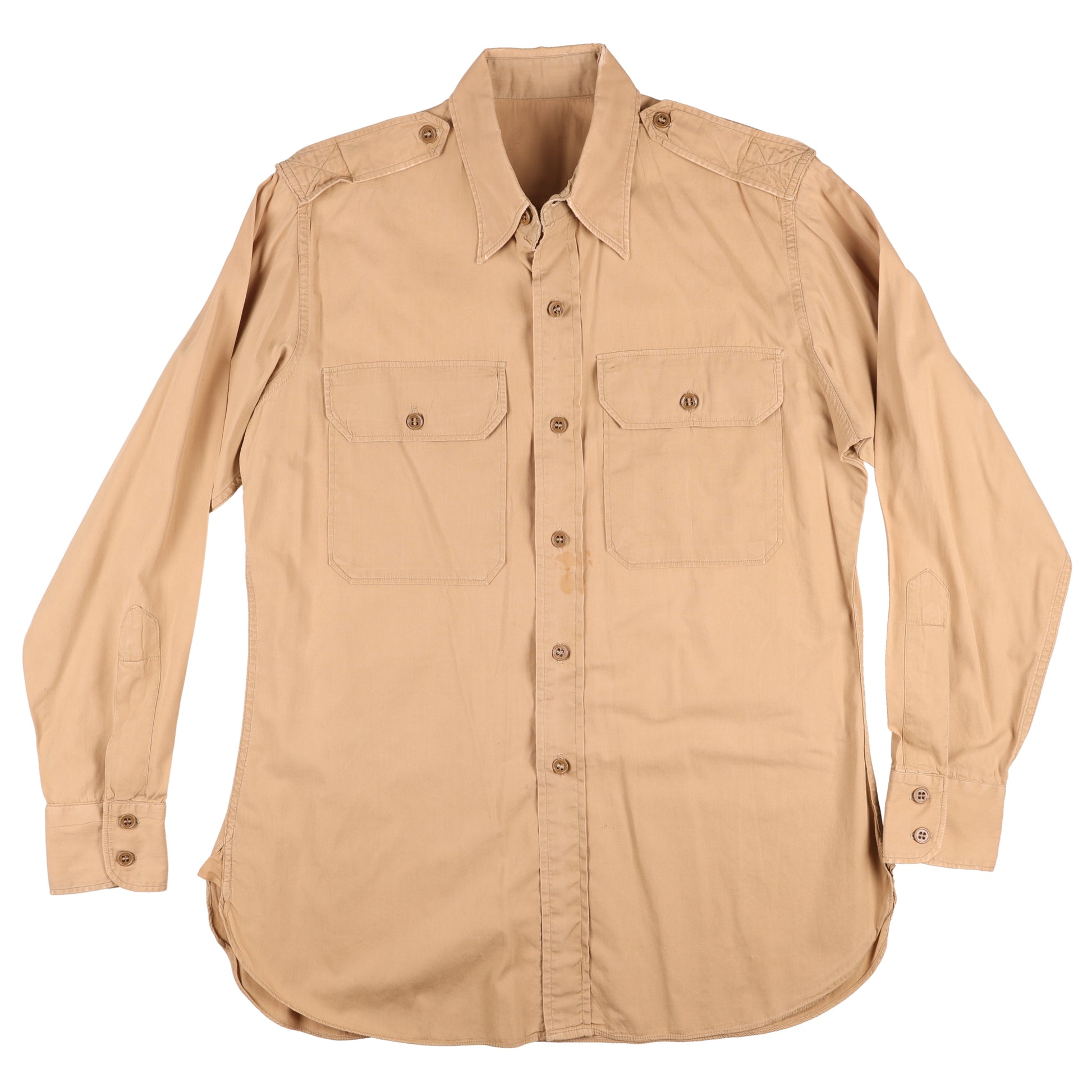 WWII U.S. Army Officer's Khaki Cotton Service Shirt (Size 15 1/2 x 32)