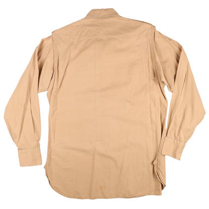 WWII U.S. Army Officer's Khaki Cotton Service Shirt (Size 15 1/2 x 32)
