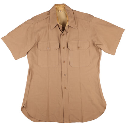 WWII U.S. Army Officer's Khaki Wool Service Shirt with Short Sleeves (Size 15 x 34)