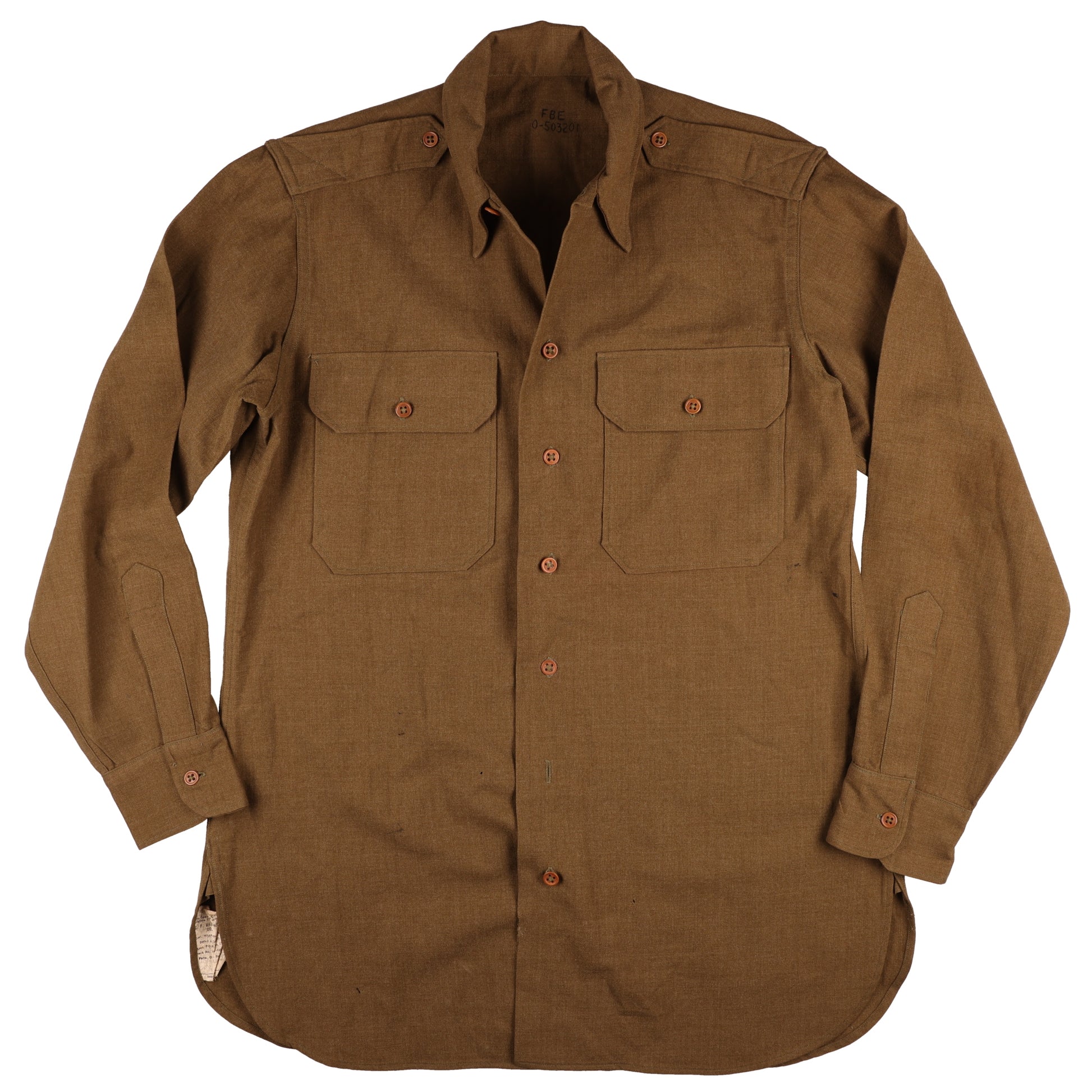 WWII U.S. Army Officer's M37 Wool Service Shirt by C. F. Hathaway Co. Identified to Capt. Frank B. Edwards (1942)