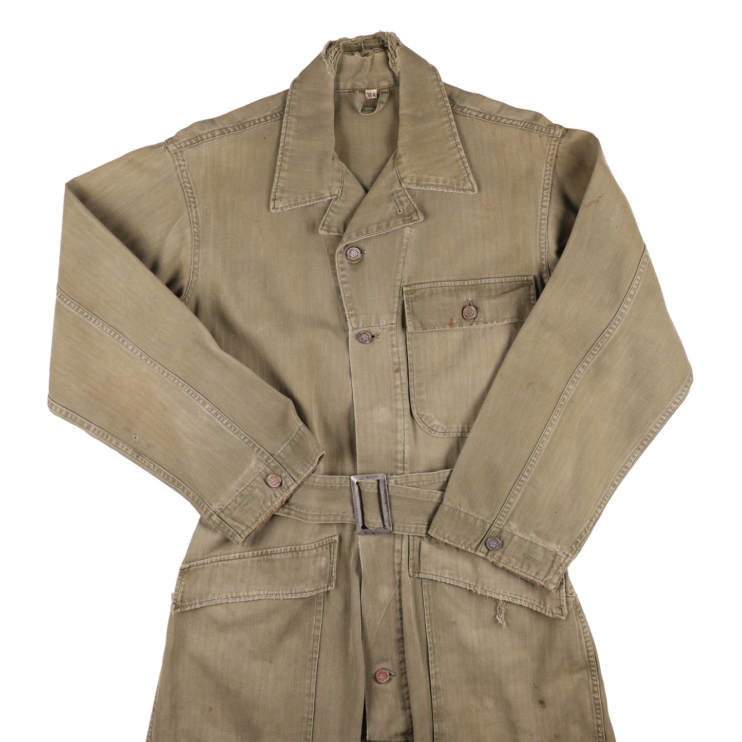 WWII U.S. Army Second Pattern HBT Coveralls with Gas Flap (Size 36R)