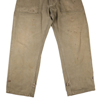 WWII U.S. Army Second Pattern HBT Coveralls with Gas Flap (Size 36R)