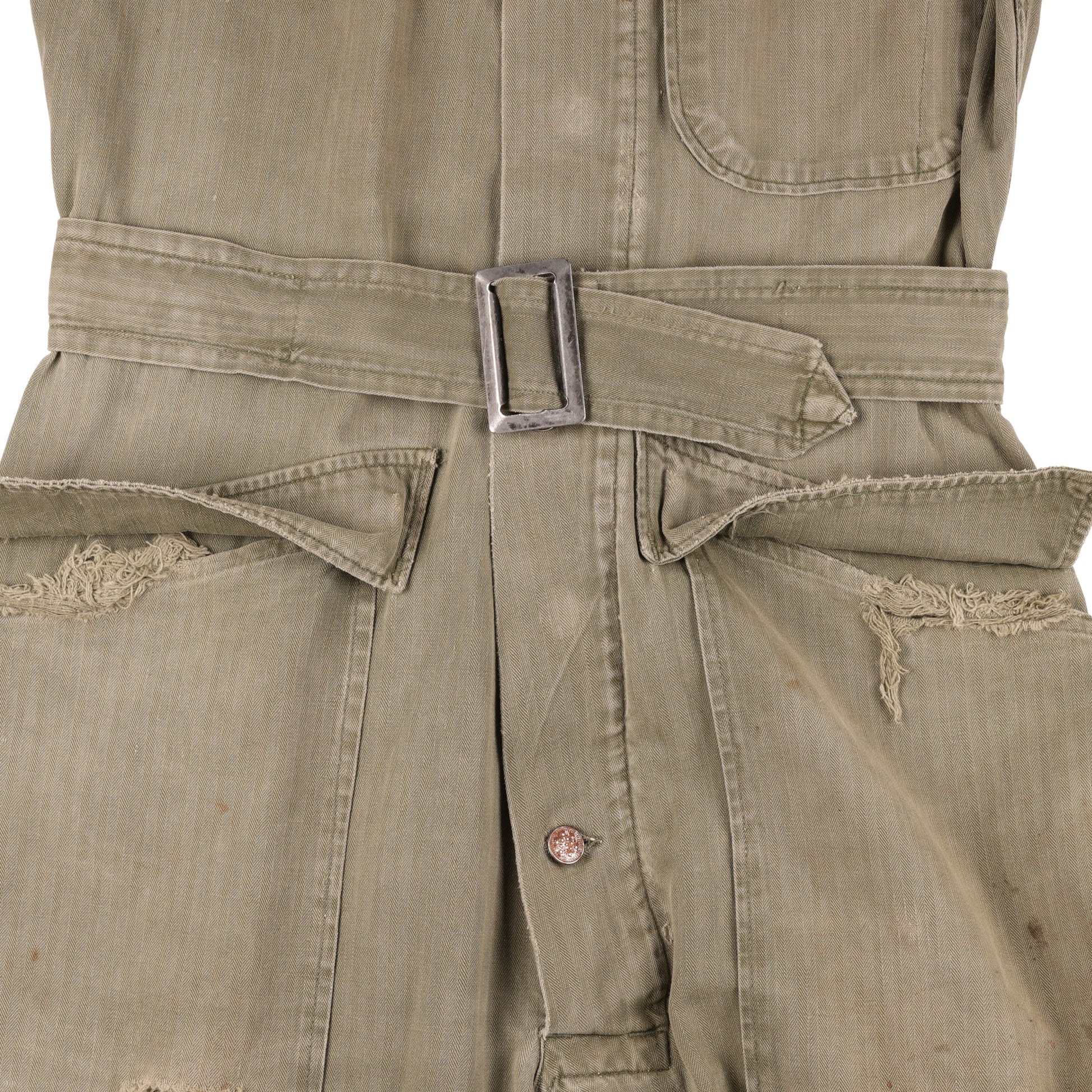 WWII U.S. Army Second Pattern HBT Coveralls with Gas Flap (Size 36R)
