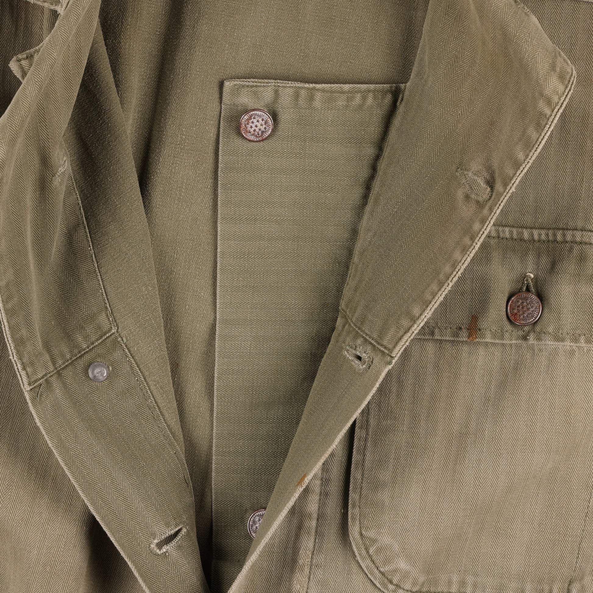 WWII U.S. Army Second Pattern HBT Coveralls with Gas Flap (Size 36R)