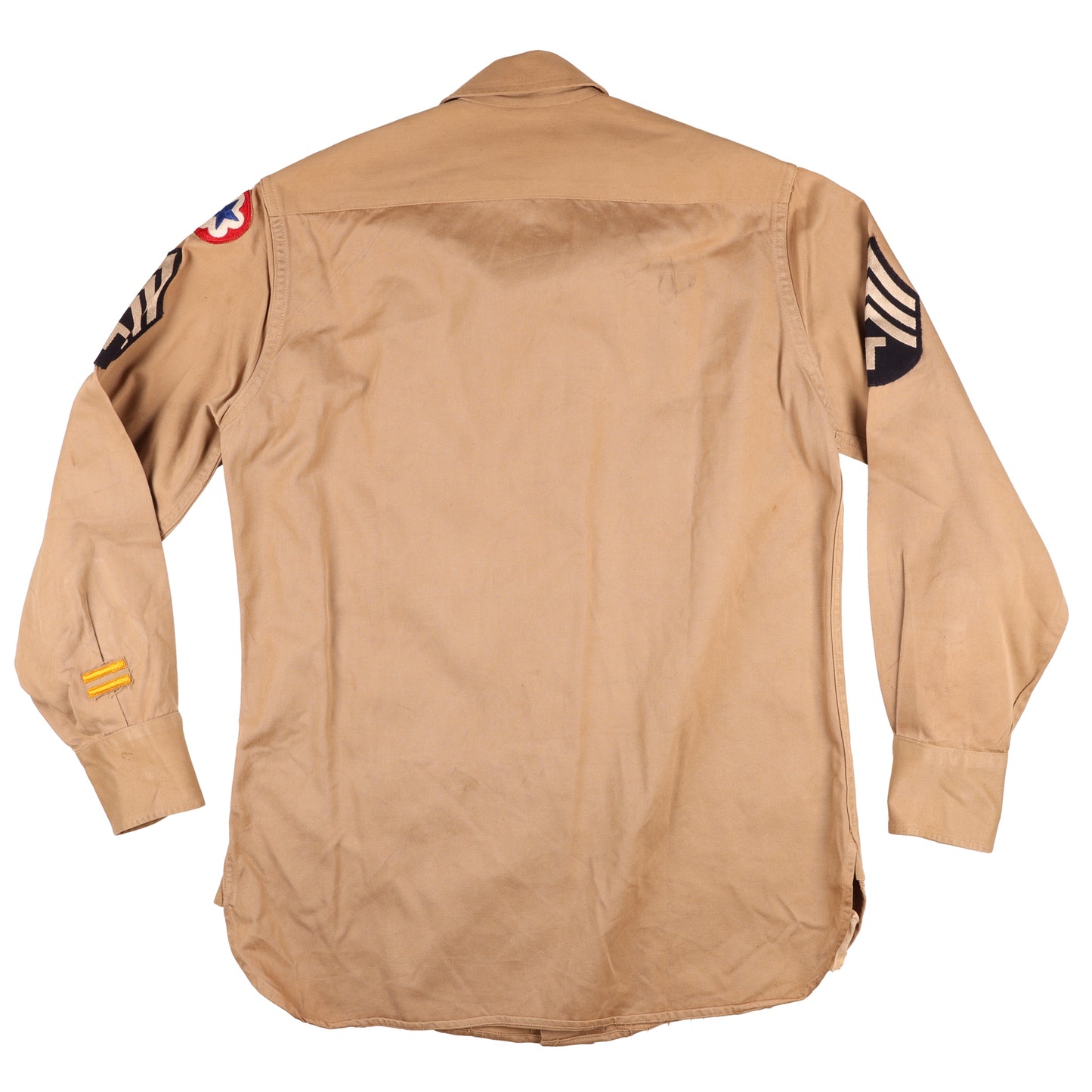 WWII U.S. Army Service Forces T/Sgt.'s Khaki Cotton Service Shirt Marked with Laundry Numbers (Size 14 x 32)