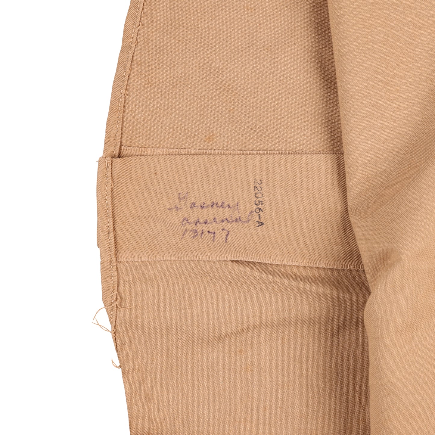 WWII U.S. Army Service Forces T/Sgt.'s Khaki Cotton Service Shirt Marked with Laundry Numbers (Size 14 x 32)