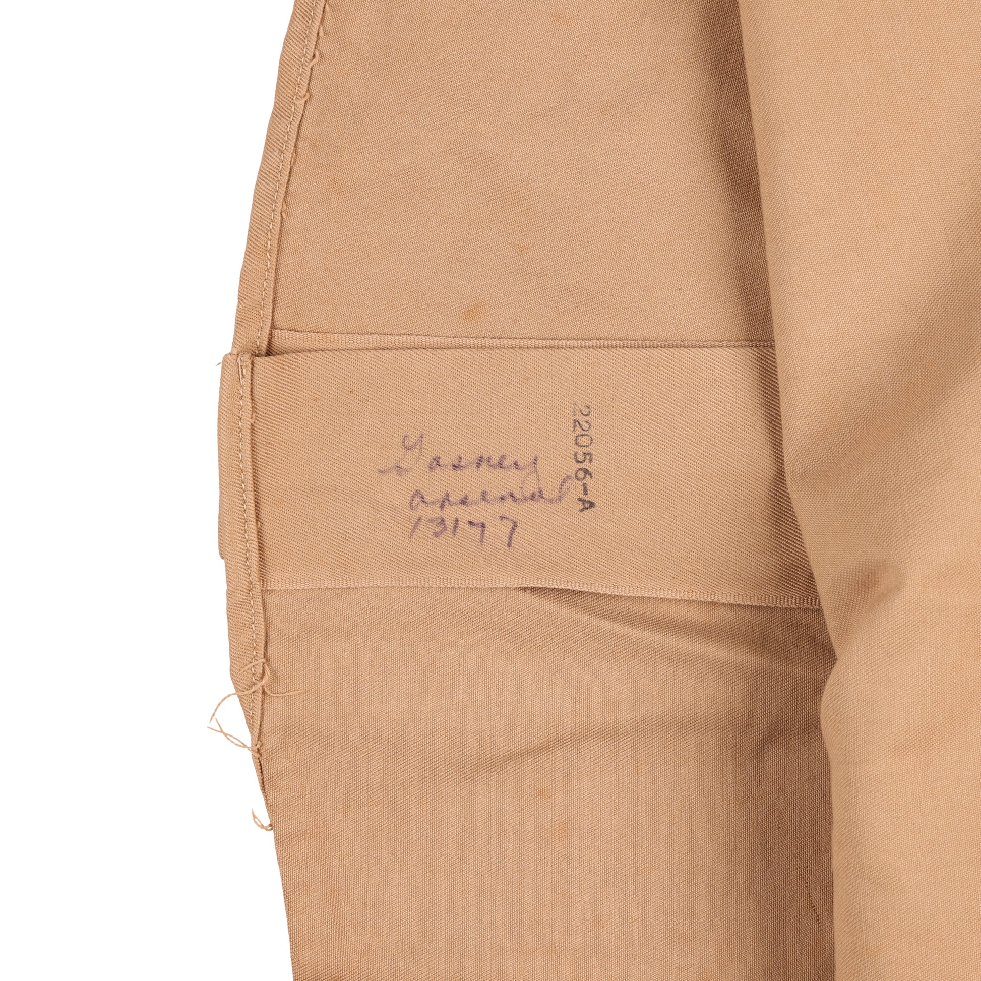 WWII U.S. Army Service Forces T/Sgt.'s Khaki Cotton Service Shirt Marked with Laundry Numbers (Size 14 x 32)