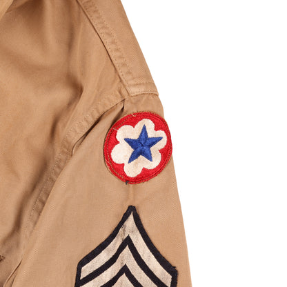 WWII U.S. Army Service Forces T/Sgt.'s Khaki Cotton Service Shirt Marked with Laundry Numbers (Size 14 x 32)