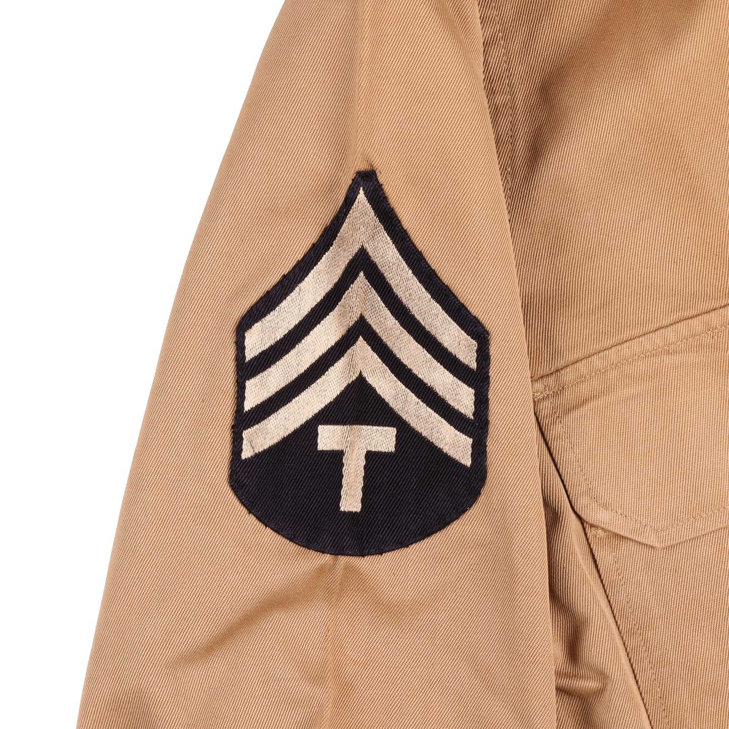 WWII U.S. Army Service Forces T/Sgt.'s Khaki Cotton Service Shirt Marked with Laundry Numbers (Size 14 x 32)