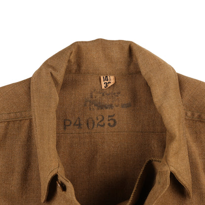 WWII U.S. Army T/5's M37 Wool Service Shirt with Gas Flap Marked with Laundry Number (Size 14 1/2 x 32)