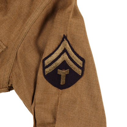 WWII U.S. Army T/5's M37 Wool Service Shirt with Gas Flap Marked with Laundry Number (Size 14 1/2 x 32)