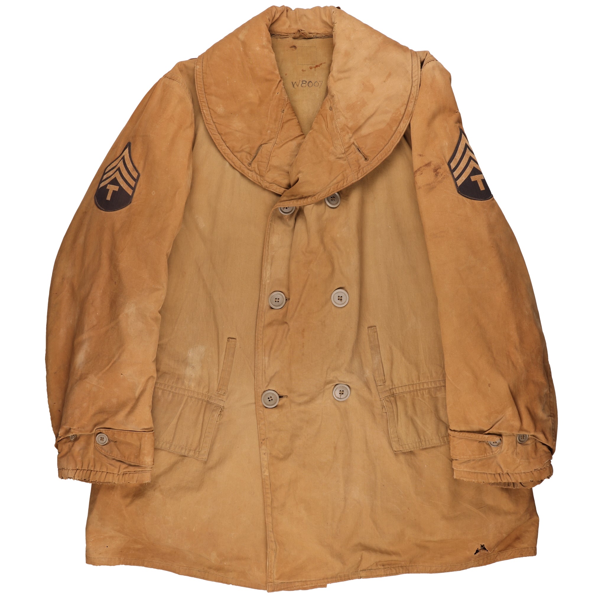 WWII U.S. Army T/Sgt.'s M1938 Mackinaw Jeep Coat Marked with WWII U.S. Army T/Sgt.'s M1938 Mackinaw Jeep Coat Marked with