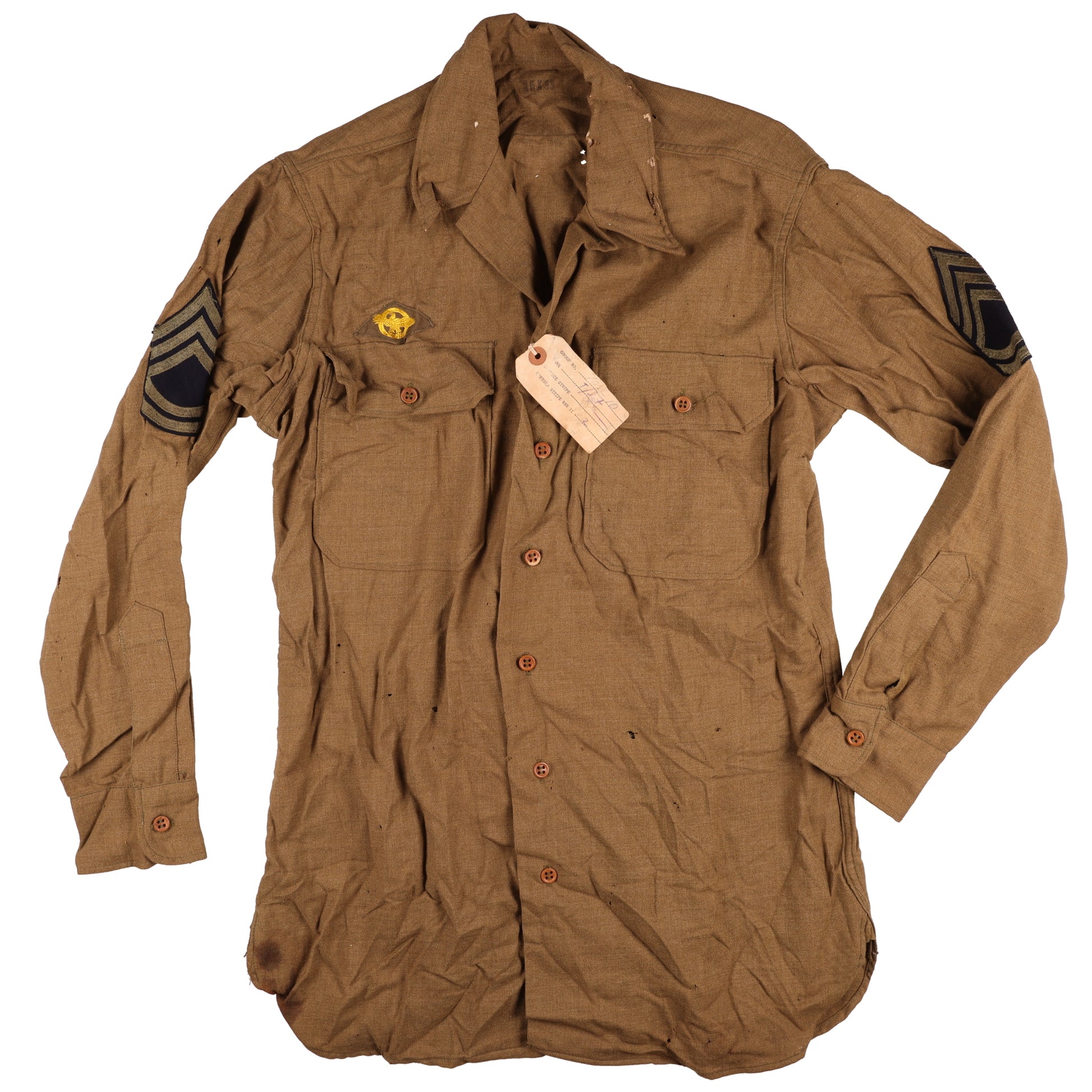 WWII USAAF Wool Service Jacket, M37 Wool Service Shirt, Garrison Caps, Trousers Belt, & Collar Discs Attributed to T/Sgt. William T. Alexander