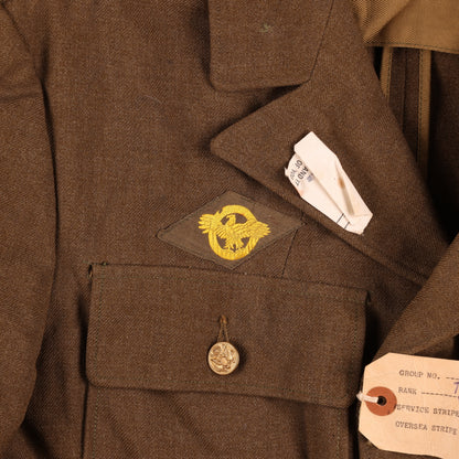WWII USAAF Wool Service Jacket, M37 Wool Service Shirt, Garrison Caps, Trousers Belt, & Collar Discs Attributed to T/Sgt. William T. Alexander