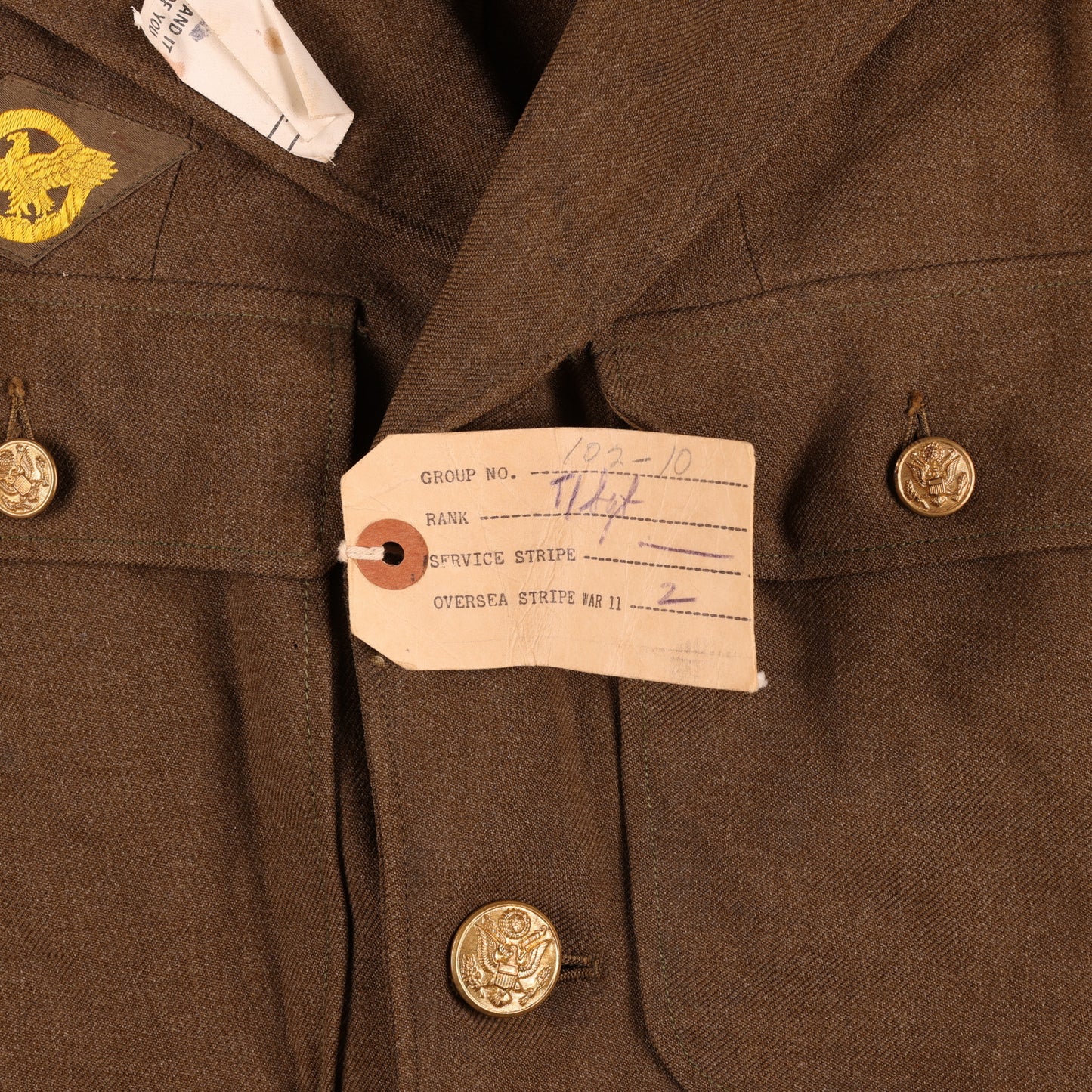 WWII USAAF Wool Service Jacket, M37 Wool Service Shirt, Garrison Caps, Trousers Belt, & Collar Discs Attributed to T/Sgt. William T. Alexander